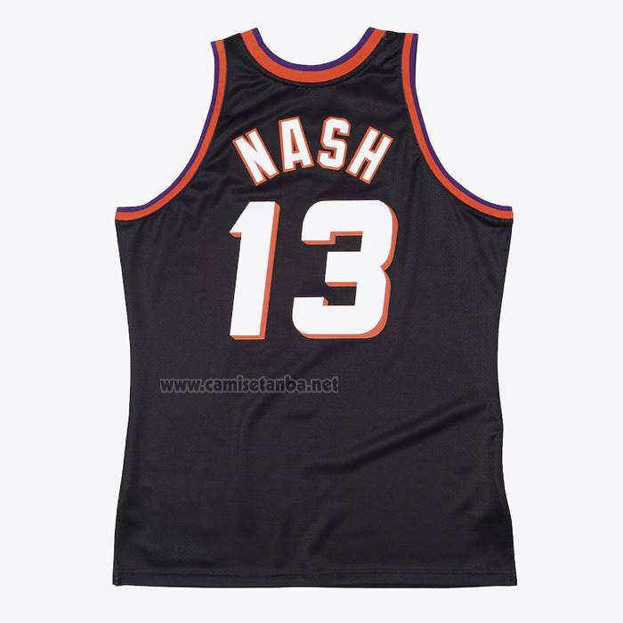 Camiseta Phoenix Suns Steve Nash NO 13 Mitchell & Ness 1996-97 Negro